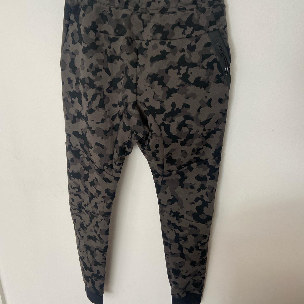 Nike Grey/ Black camo tech fleece tracksuit... - Depop