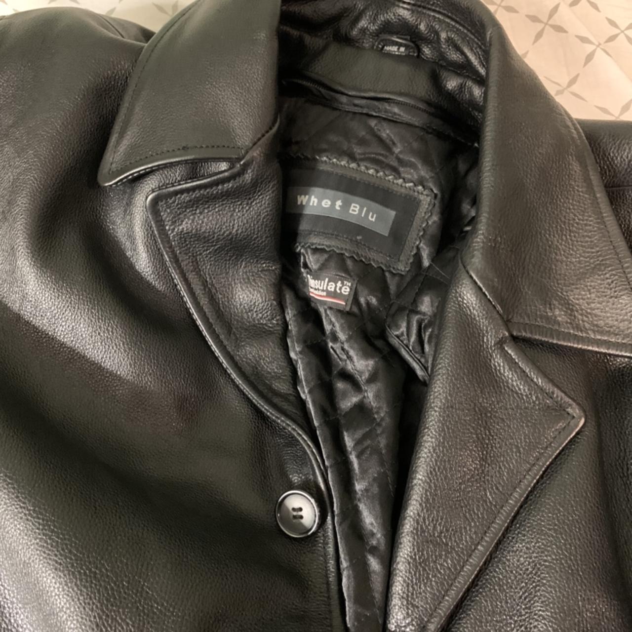 amazing button up leather jacket w detachable... - Depop