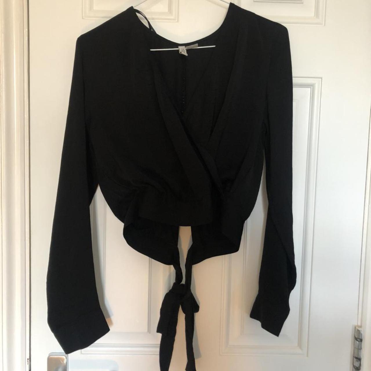 Product Image 2 - Black silk-style cropped top with