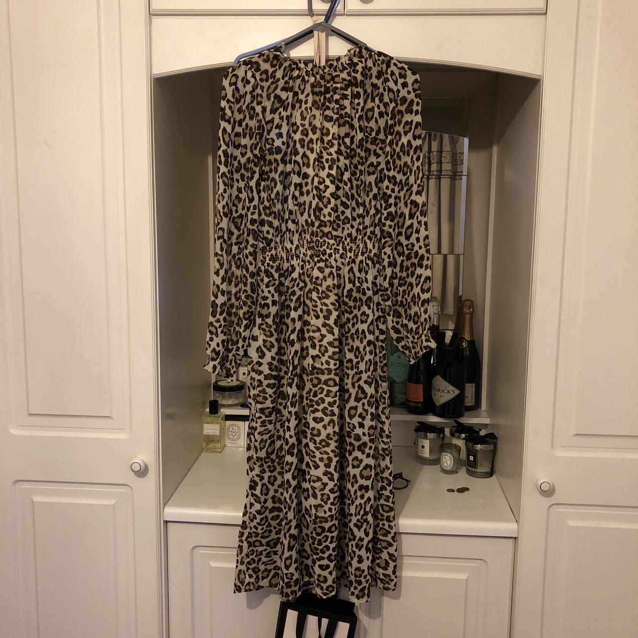 H&M leopard sheer dress with slit down the back.... Depop
