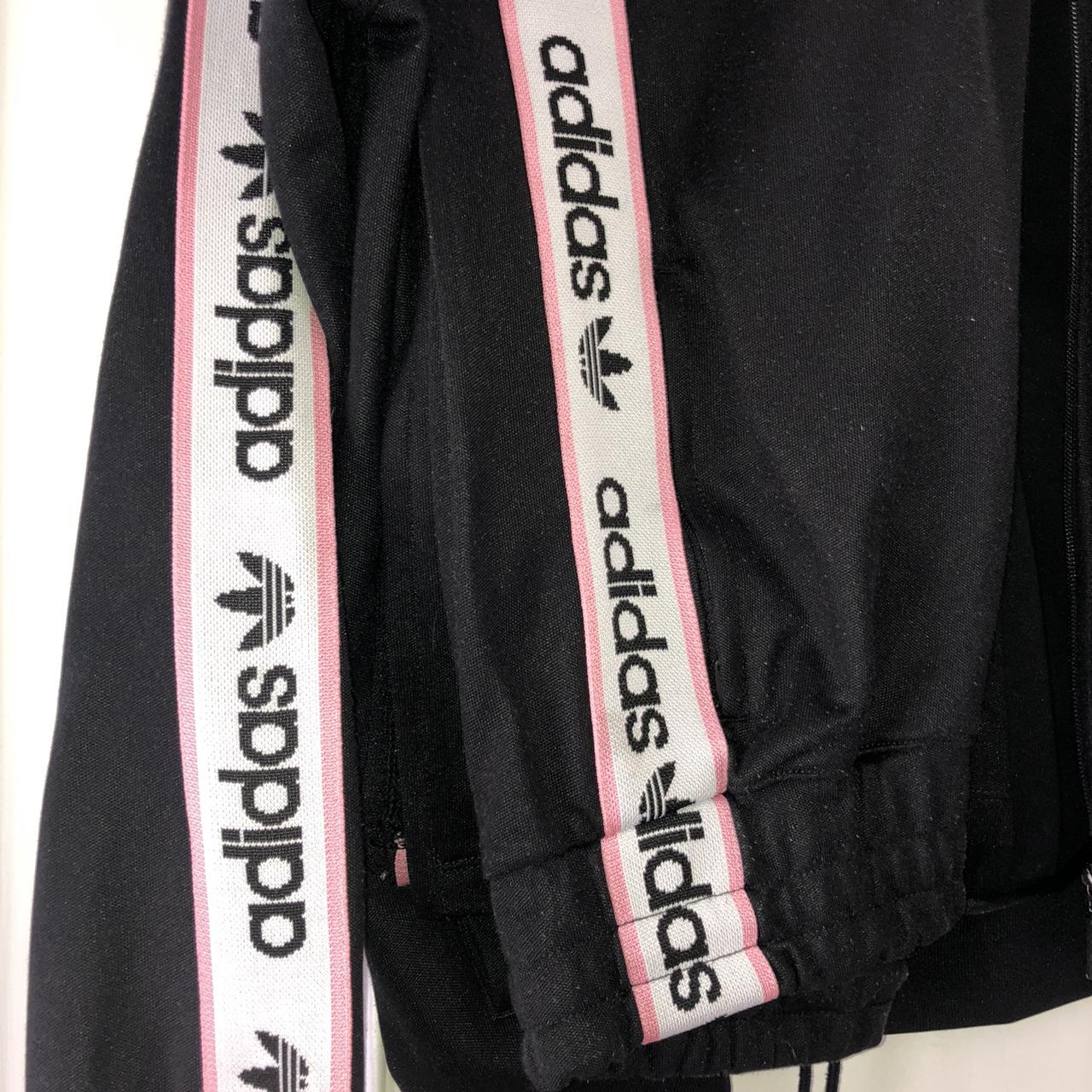 Adidas originals 3 stripe black and pink tracksuit... - Depop