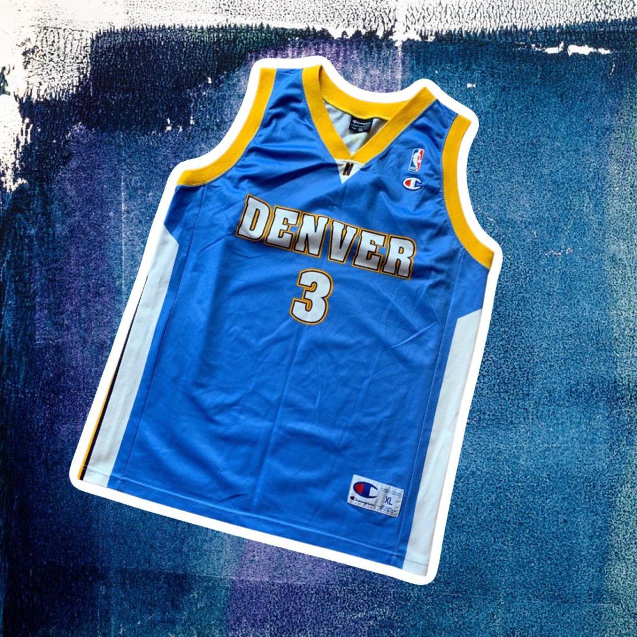 3 ALLEN IVERSON Denver Nuggets NBA Guard Blue Throwback Jersey