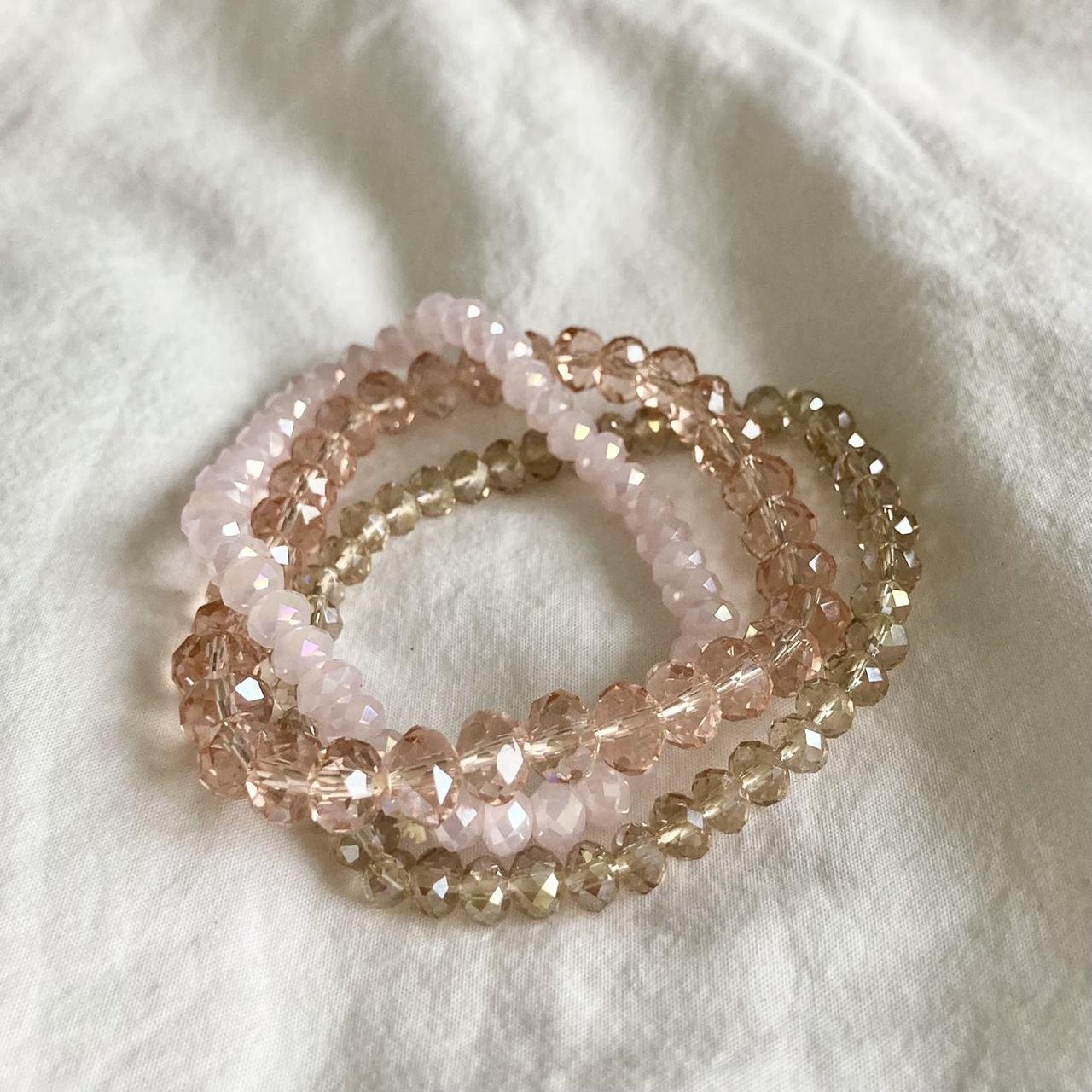 Trio Of Pink Nude Beaded Bracelets Made With Depop