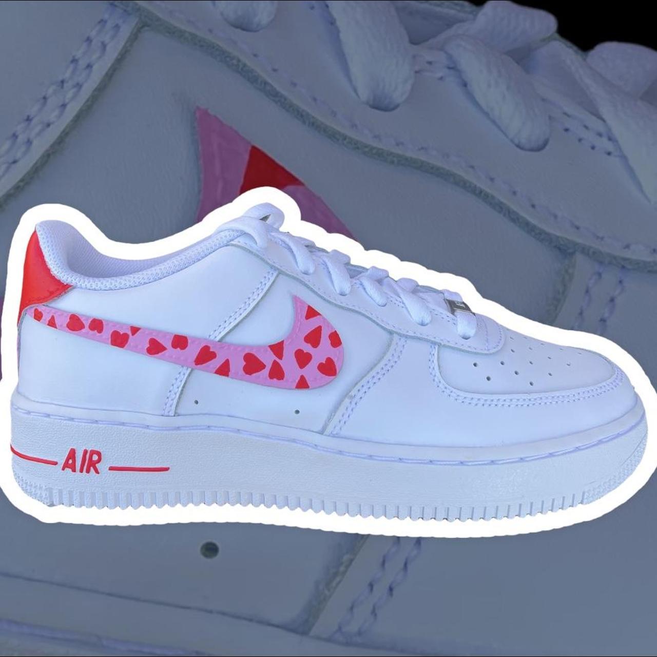 Nike Air Force 1 Custom Red/White Louis Vuitton size - Depop