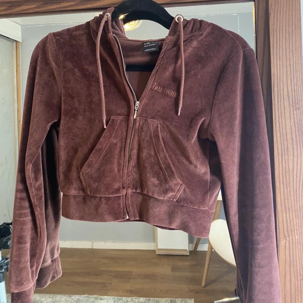 red cropped zip up jacket