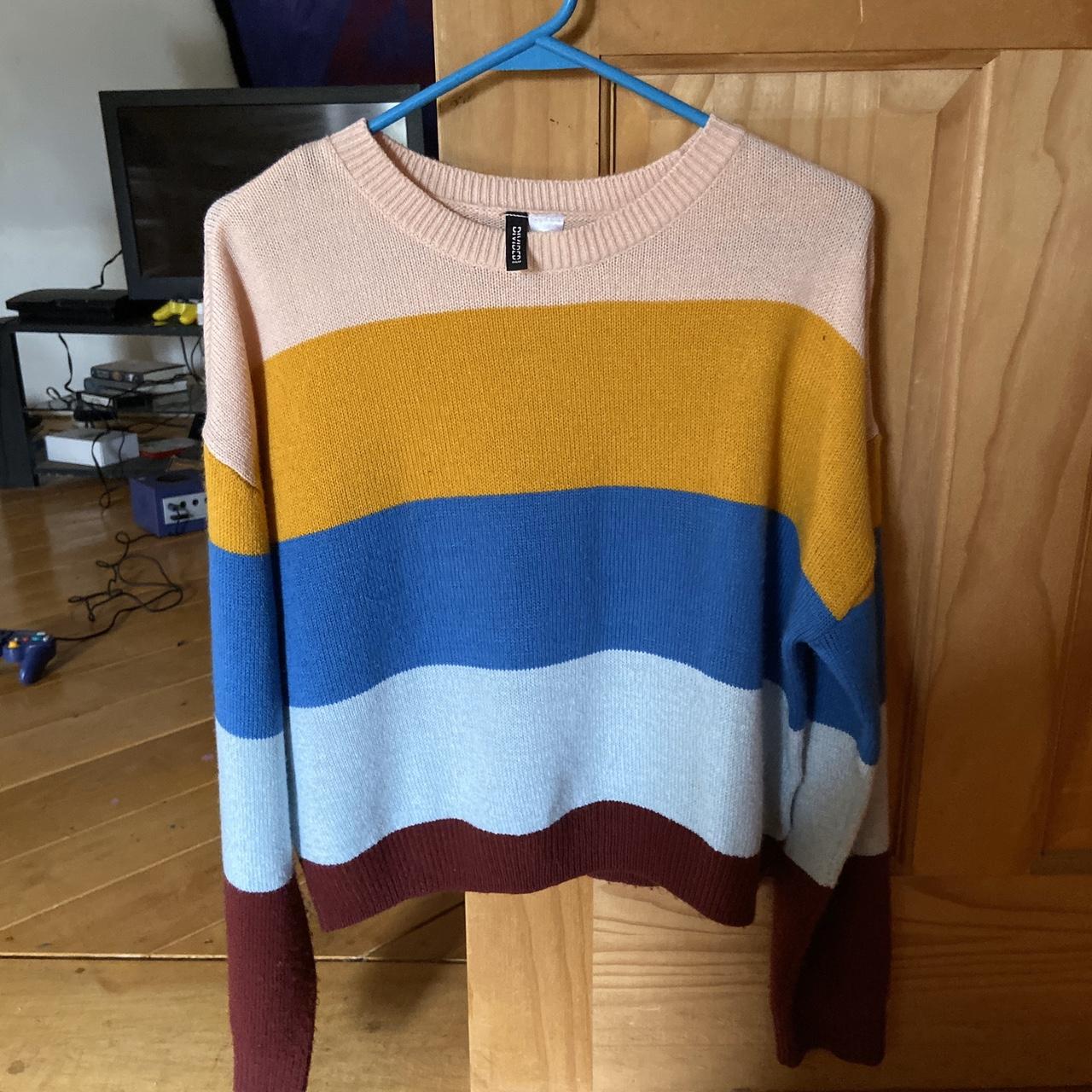 cute and fun H&M / divided striped sweater! size M/L... - Depop