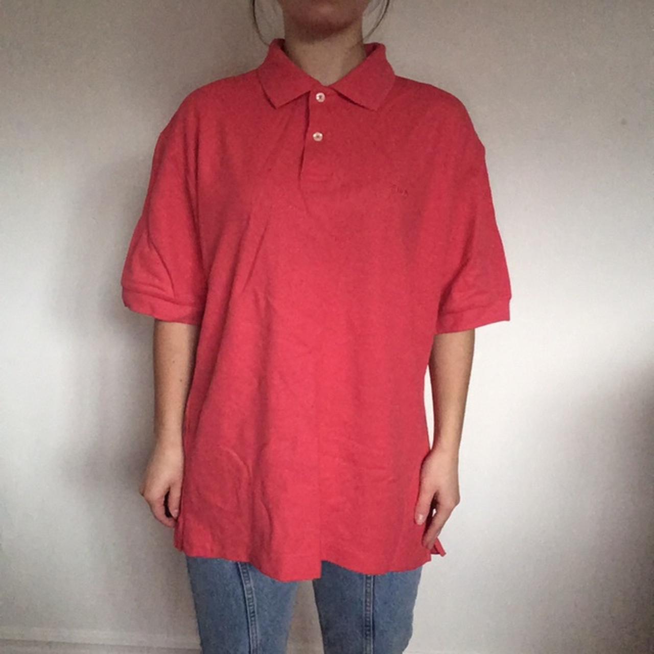 dark pink FILA 2 button ups t shirt Size Depop