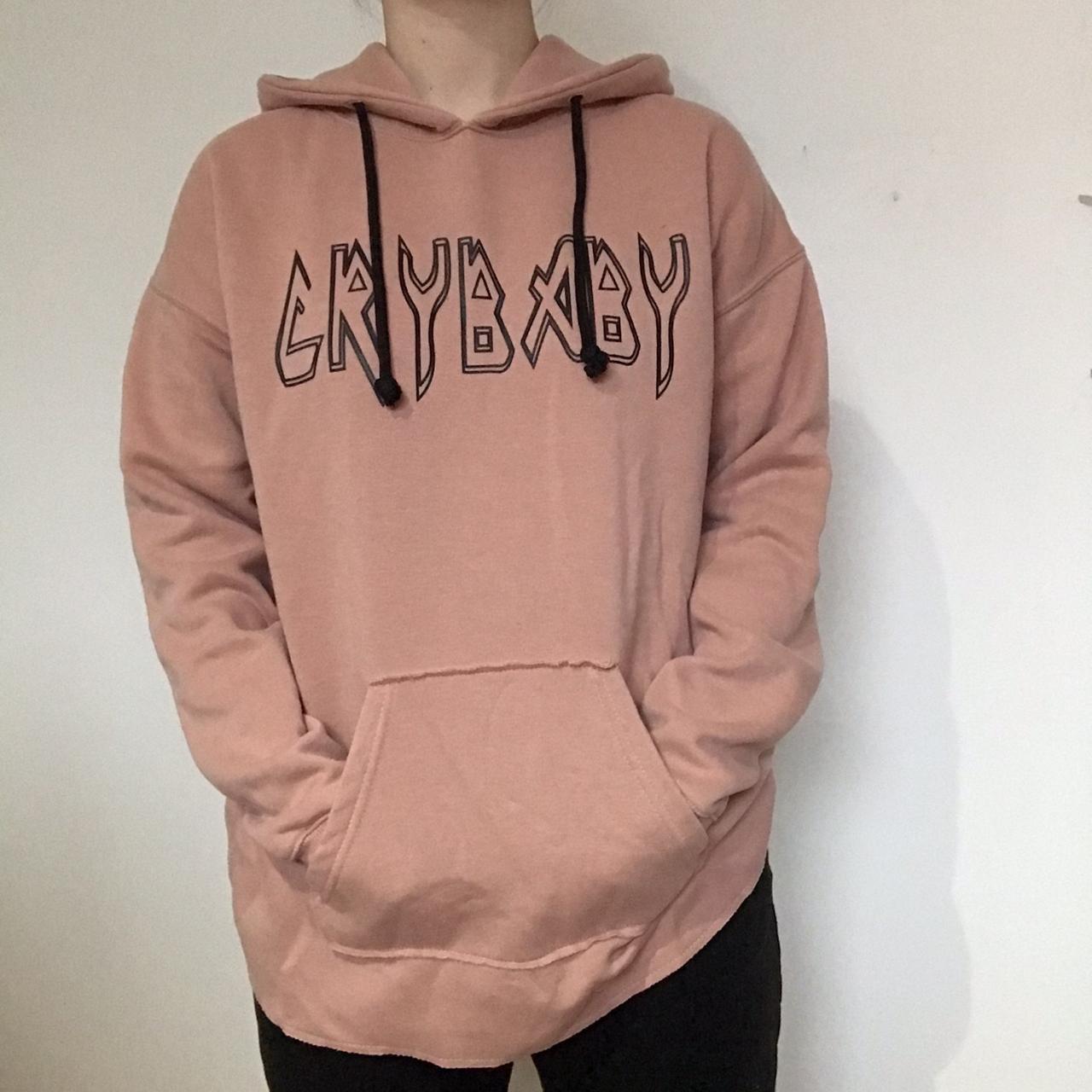 Dusty pink crybaby hoodie by Missguided Depop