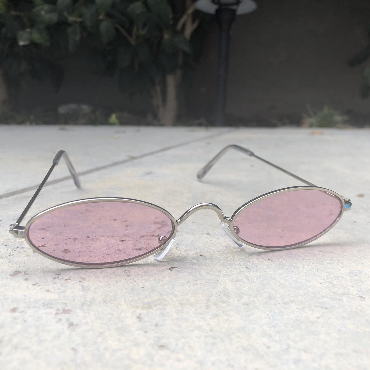 Slim Oval Small Sunglasses Pink Tinted Lenses With Depop 