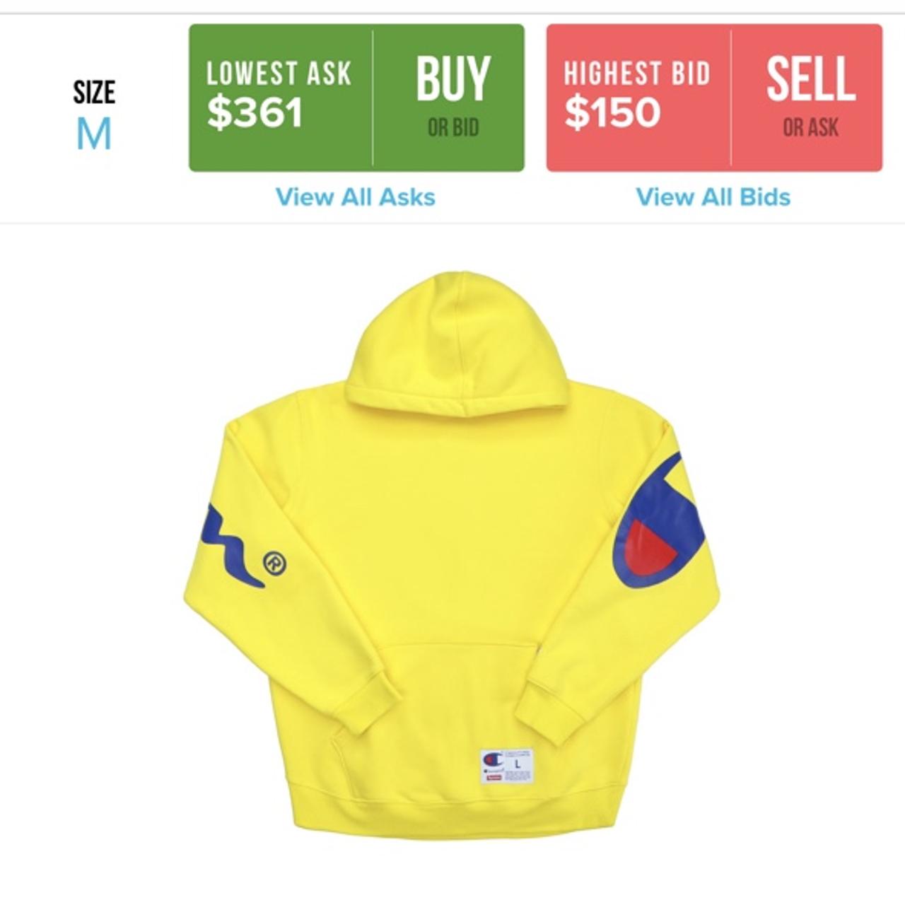 Supreme x champion yellow 2024 hoodie