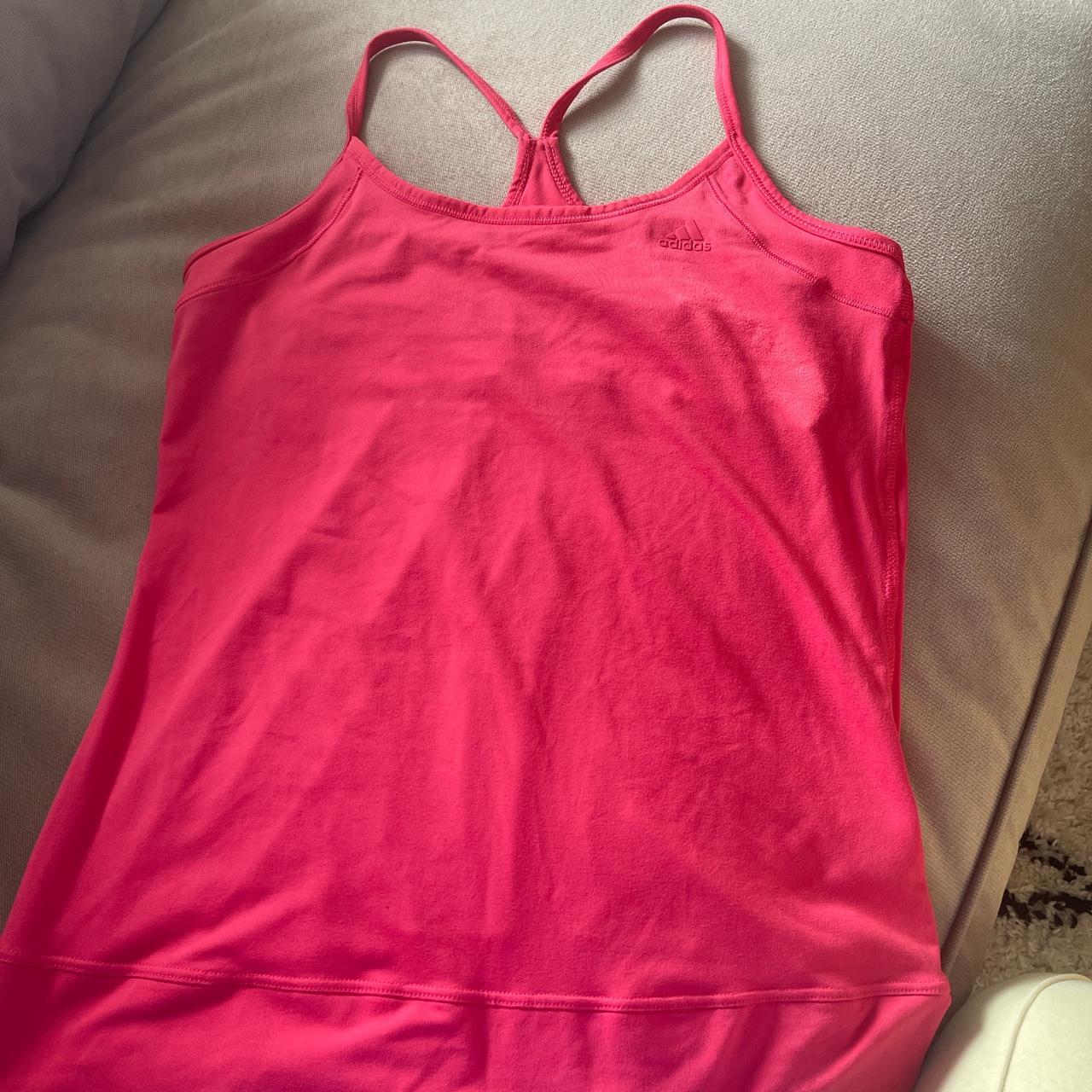 Adidas pink gym top with under bra, size 12 never worn! - Depop