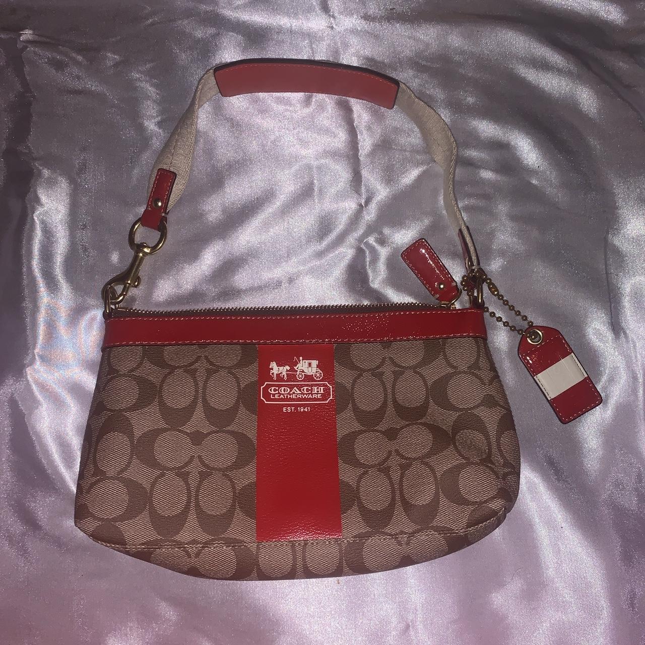 Red and tan coach purse sale