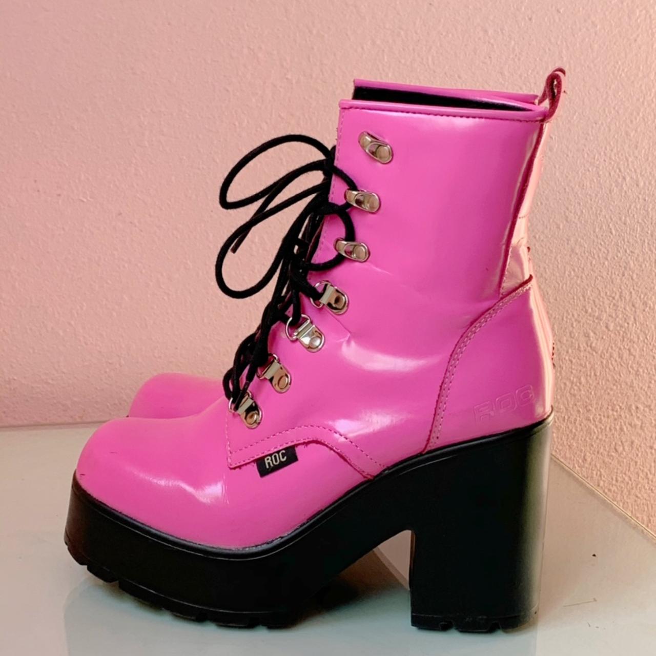 hot pink platform boots