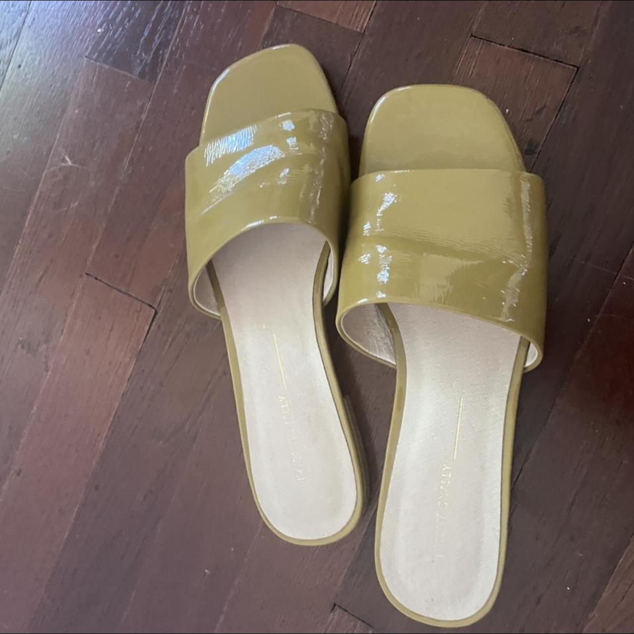 Intentionally Blank Women's Green Slides Depop