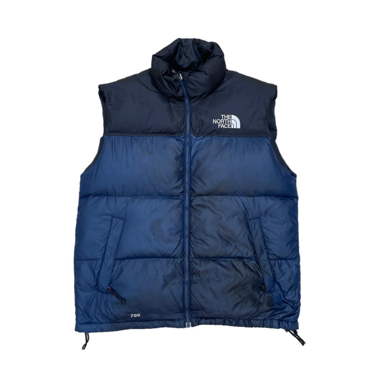 North Face 700 Puffer Gilet Blue Black L/XL • Size... - Depop