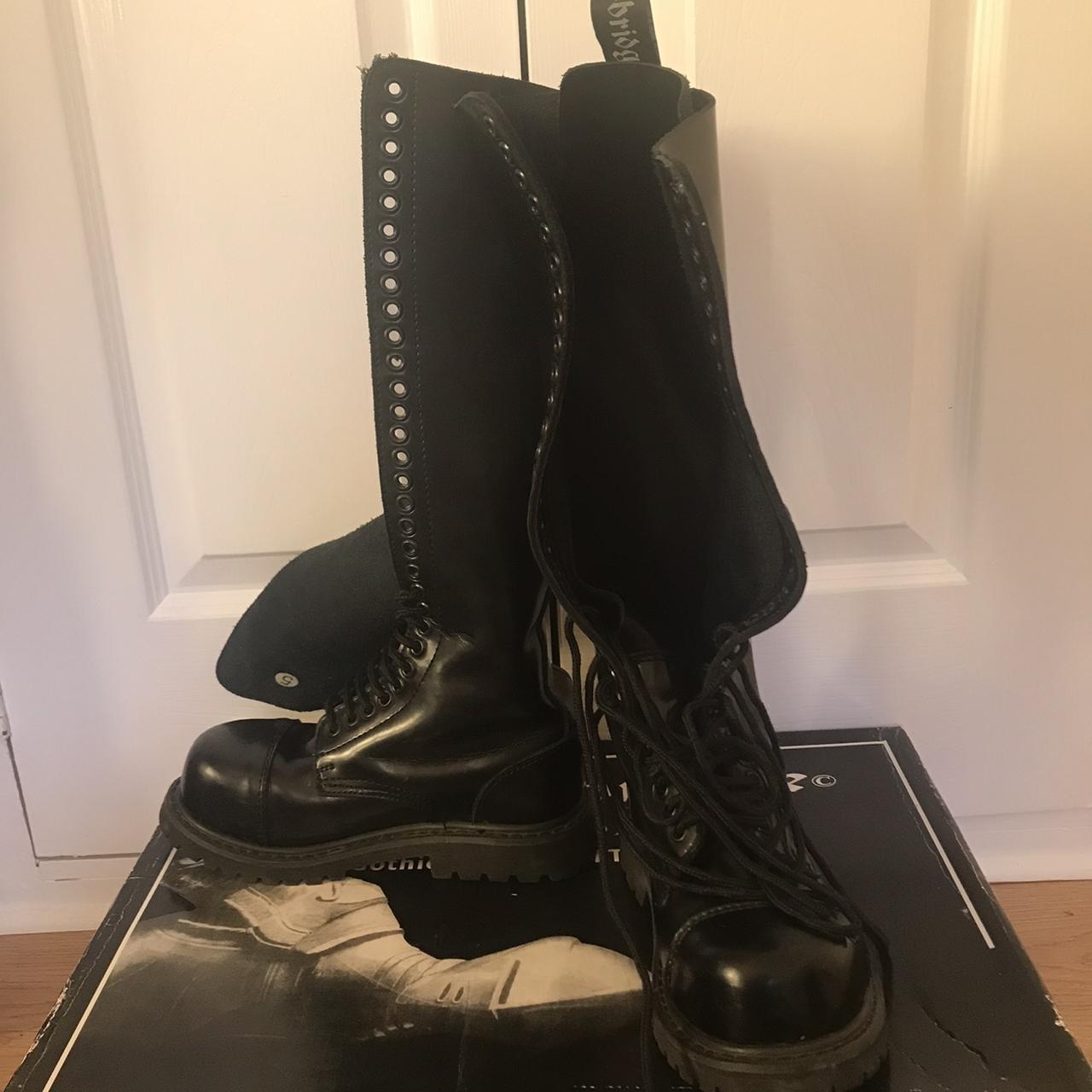 Gothic-style Steel Toe Boots, Black Leather, Size 5,