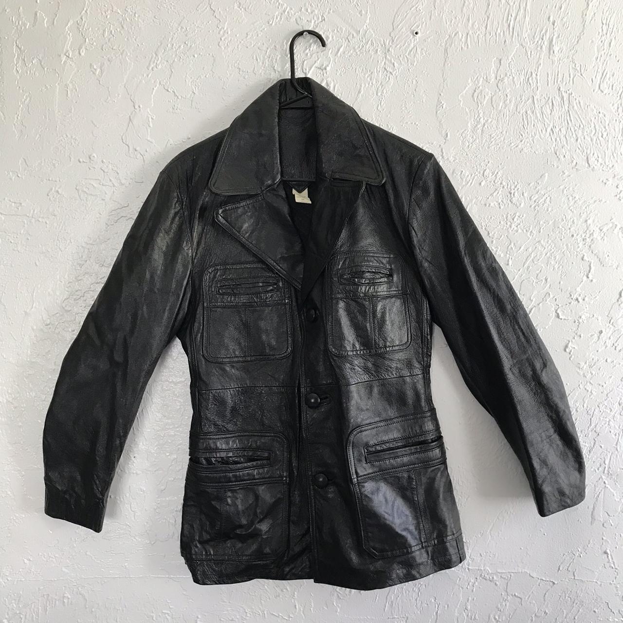 Leather Coat Well worn and sturdy. All pockets are... - Depop
