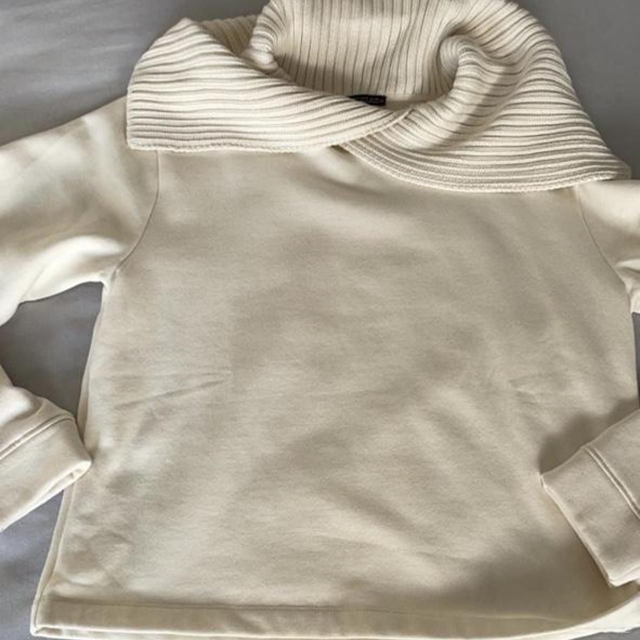 Zara cream sweater with lovely funnel knit neck worn... Depop