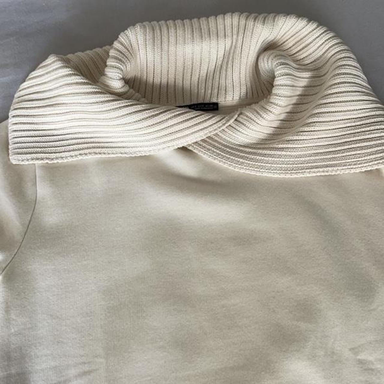 Zara cream sweater with lovely funnel knit neck worn... Depop