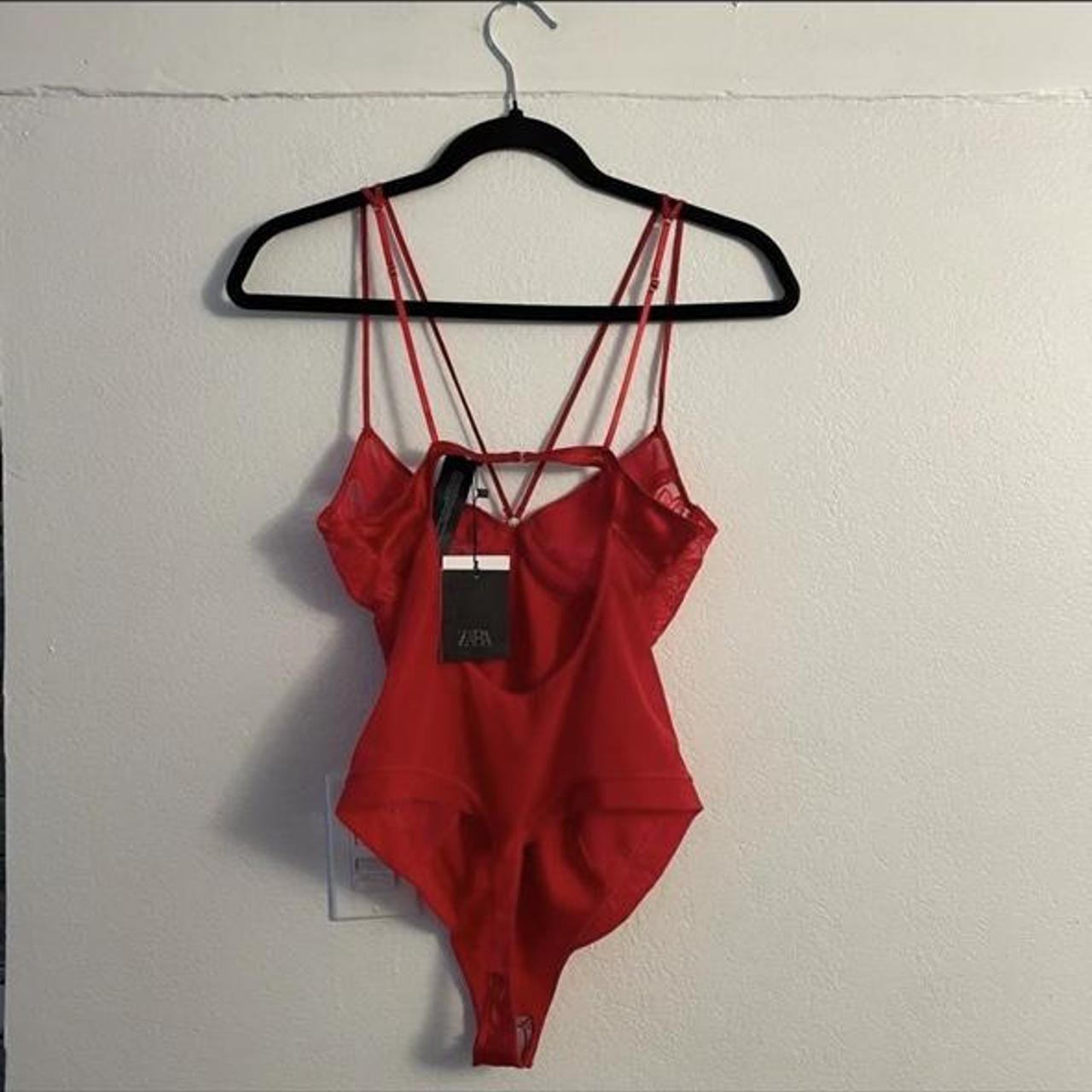 Zara lingerie red bodysuit teddy , Size 34B, Nwt