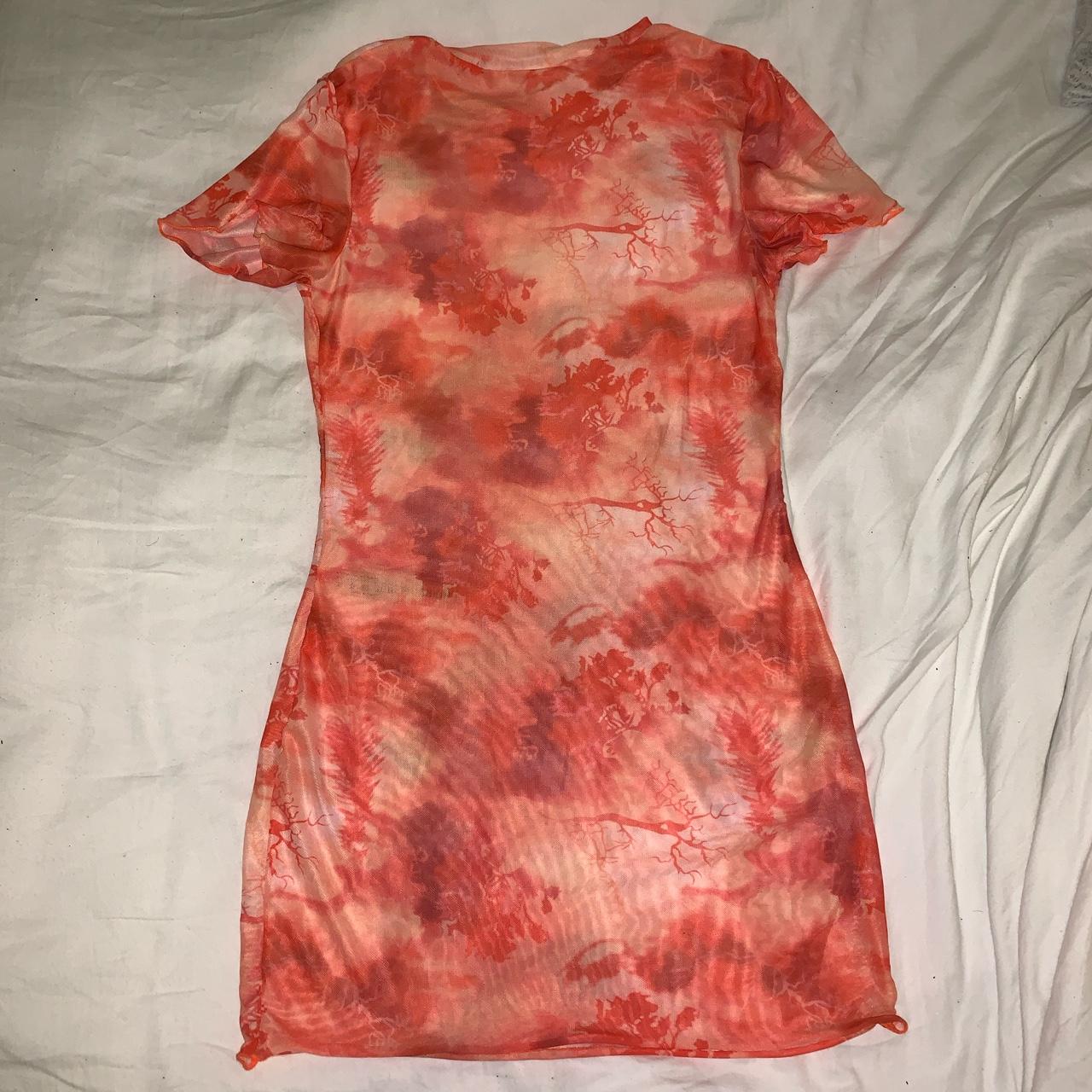 Orange mesh cover up Bodycon dress Sheer... Depop