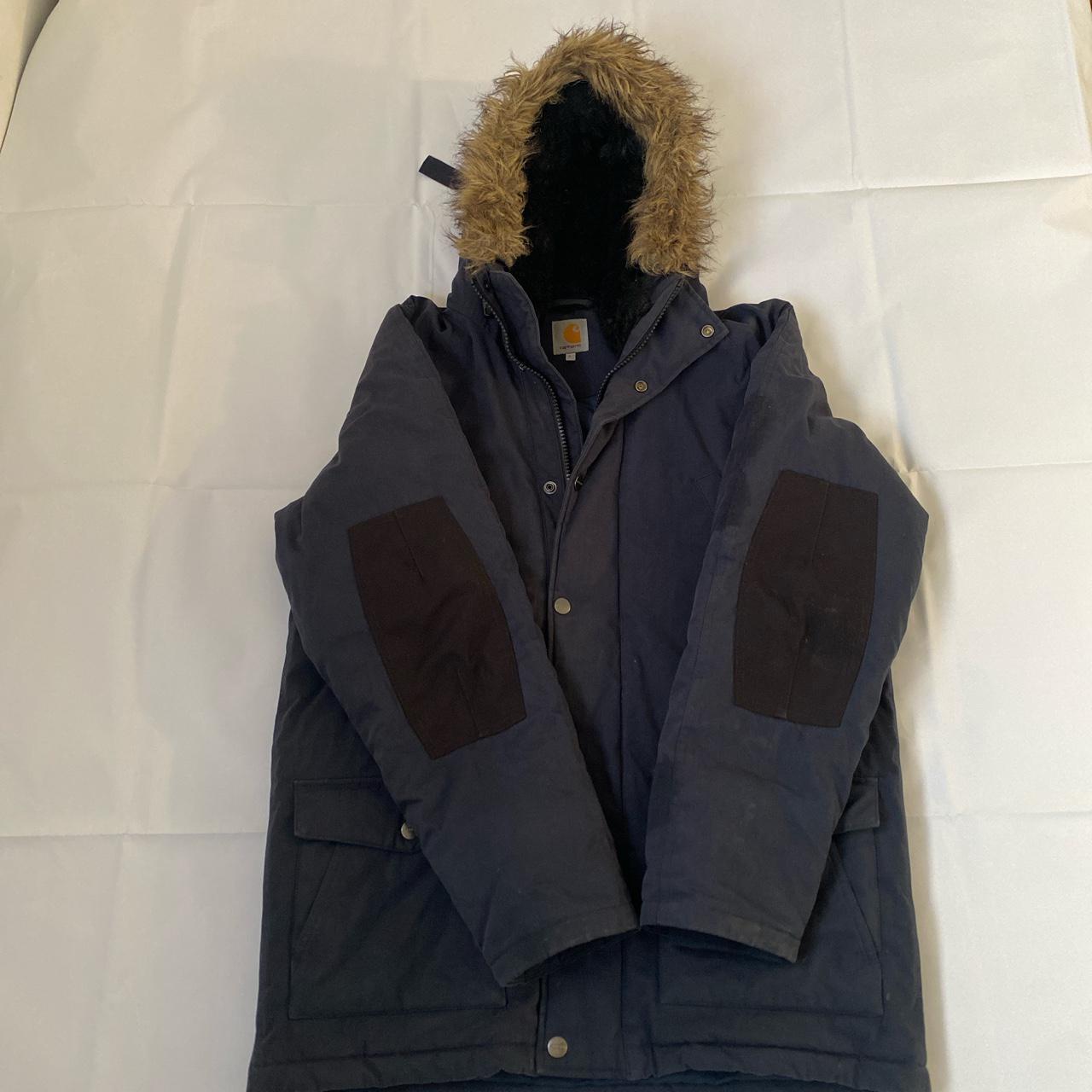 Carhartt Trapper Parka Size L Colour Navy Blue. Depop