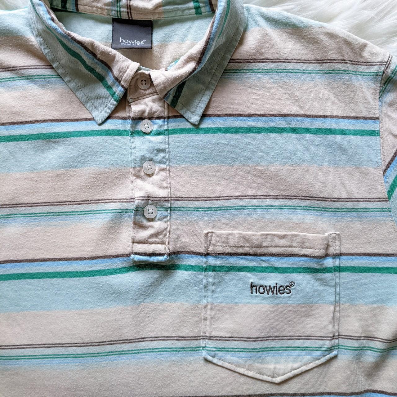 Howies - Vintage Y2K Striped Button Up T-shirt - XL... - Depop
