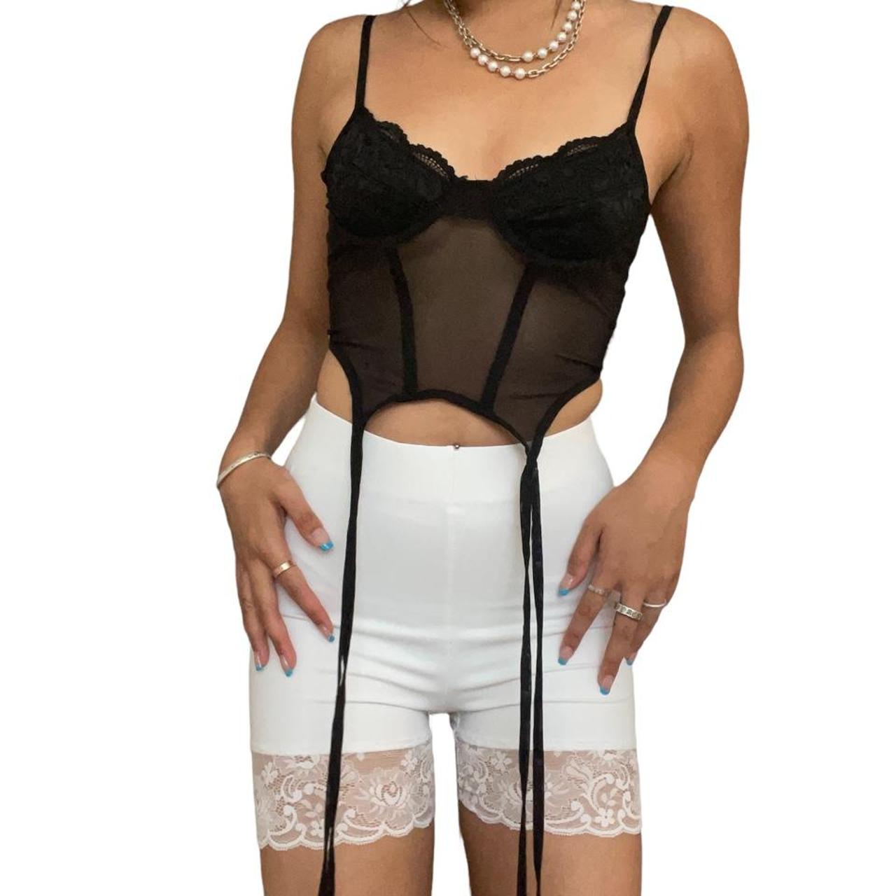 lioness white lace biker shorts size S there’s a... Depop