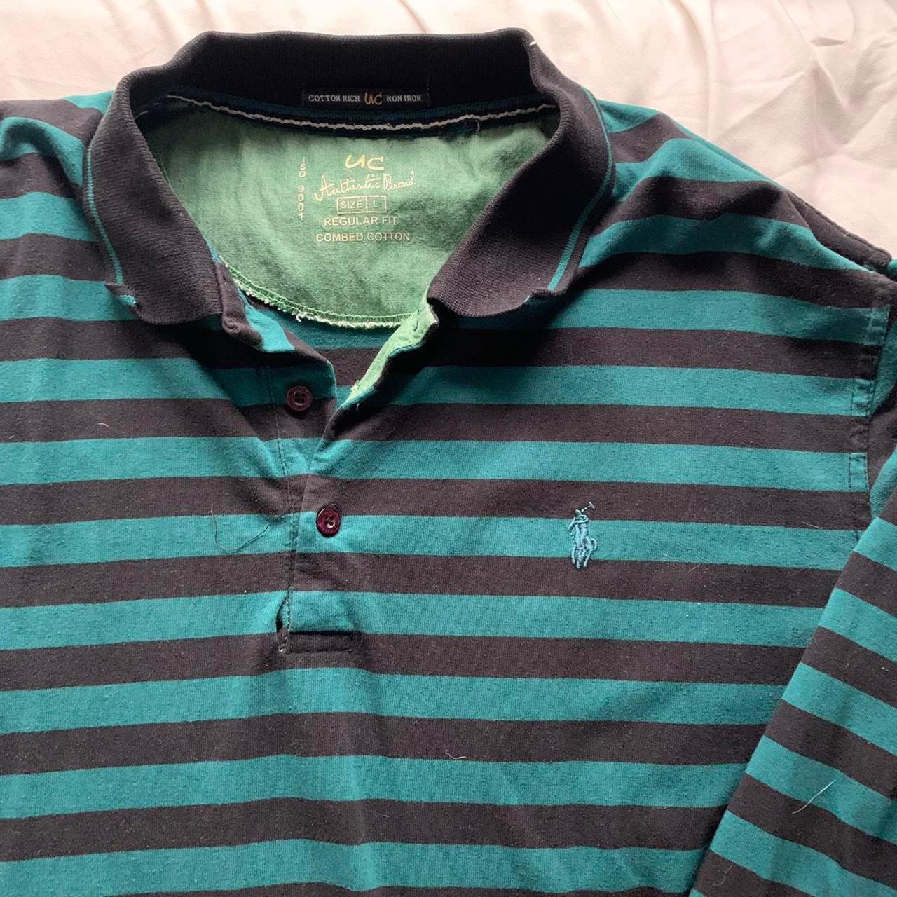 adorable striped ralph lauren polo. sick black and... - Depop