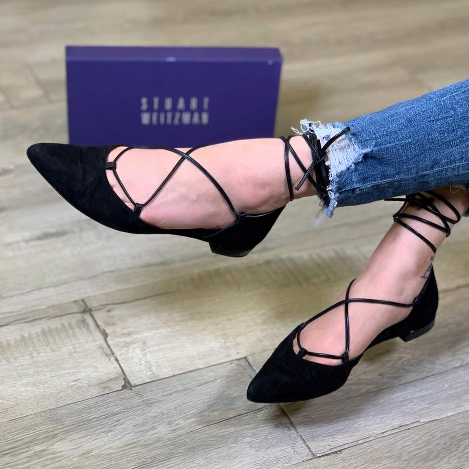 Stuart weitzman lace store up flats