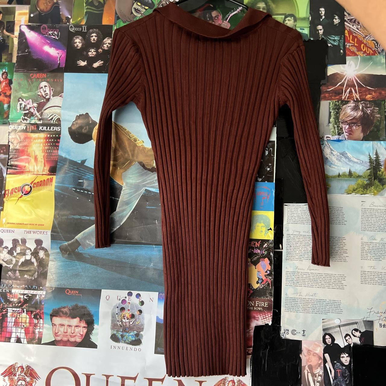 Brown Long Sleeve Dress Size Small Stretch Depop