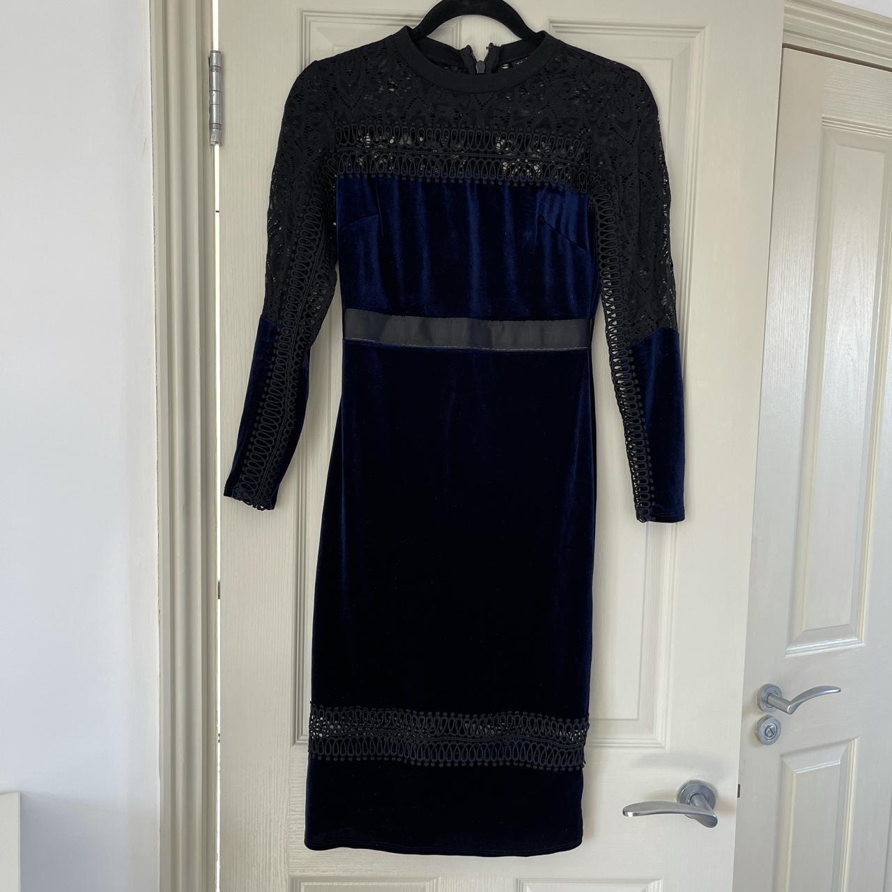 Topshop navy 2025 velvet dress