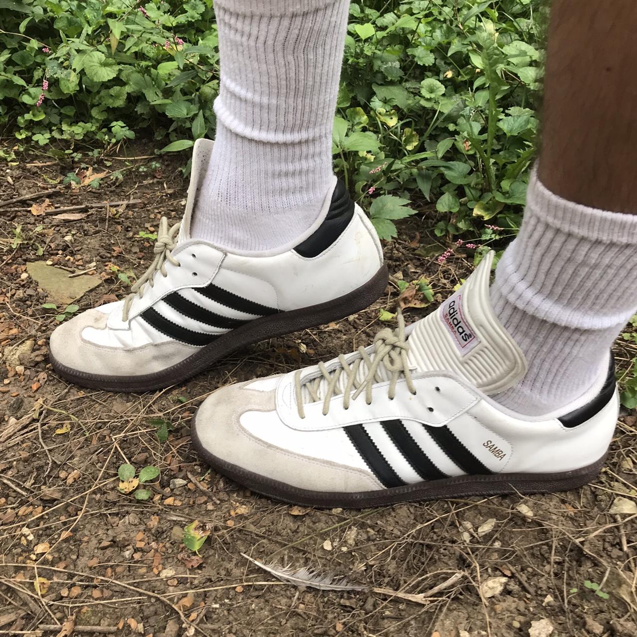 Classic Adidas Sambas. Light wear, but good... - Depop