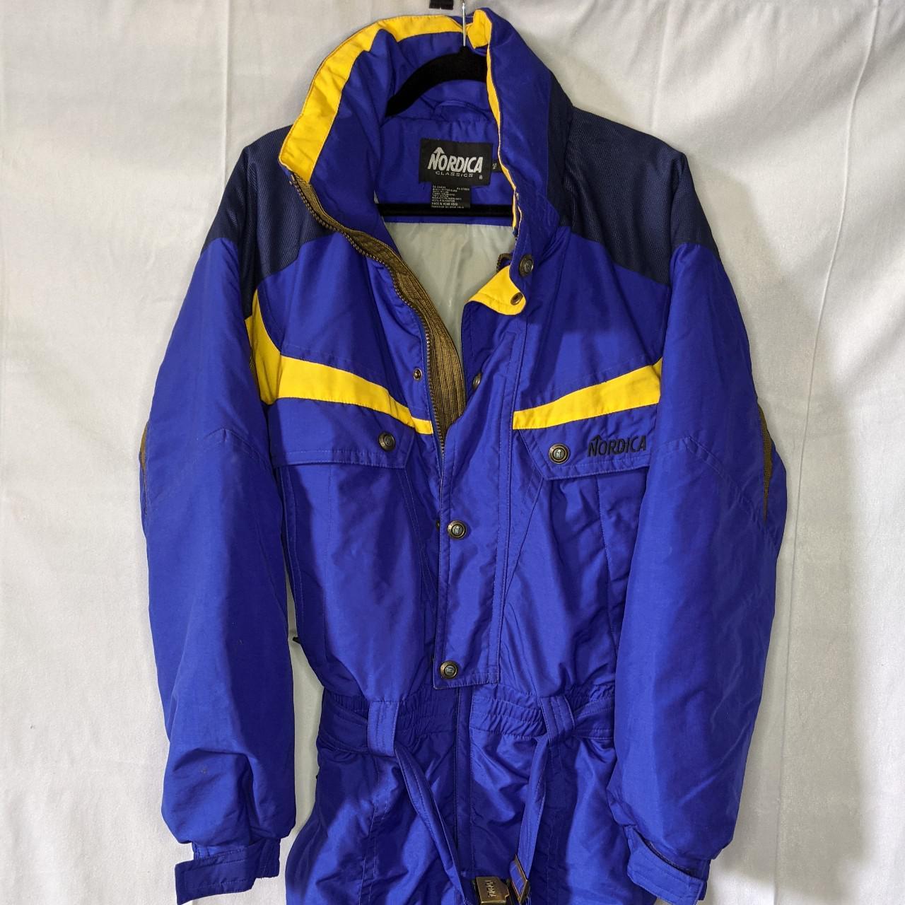 NORDICA BLUE AND YELLOW SMALL SKIING JACKET it snow... - Depop