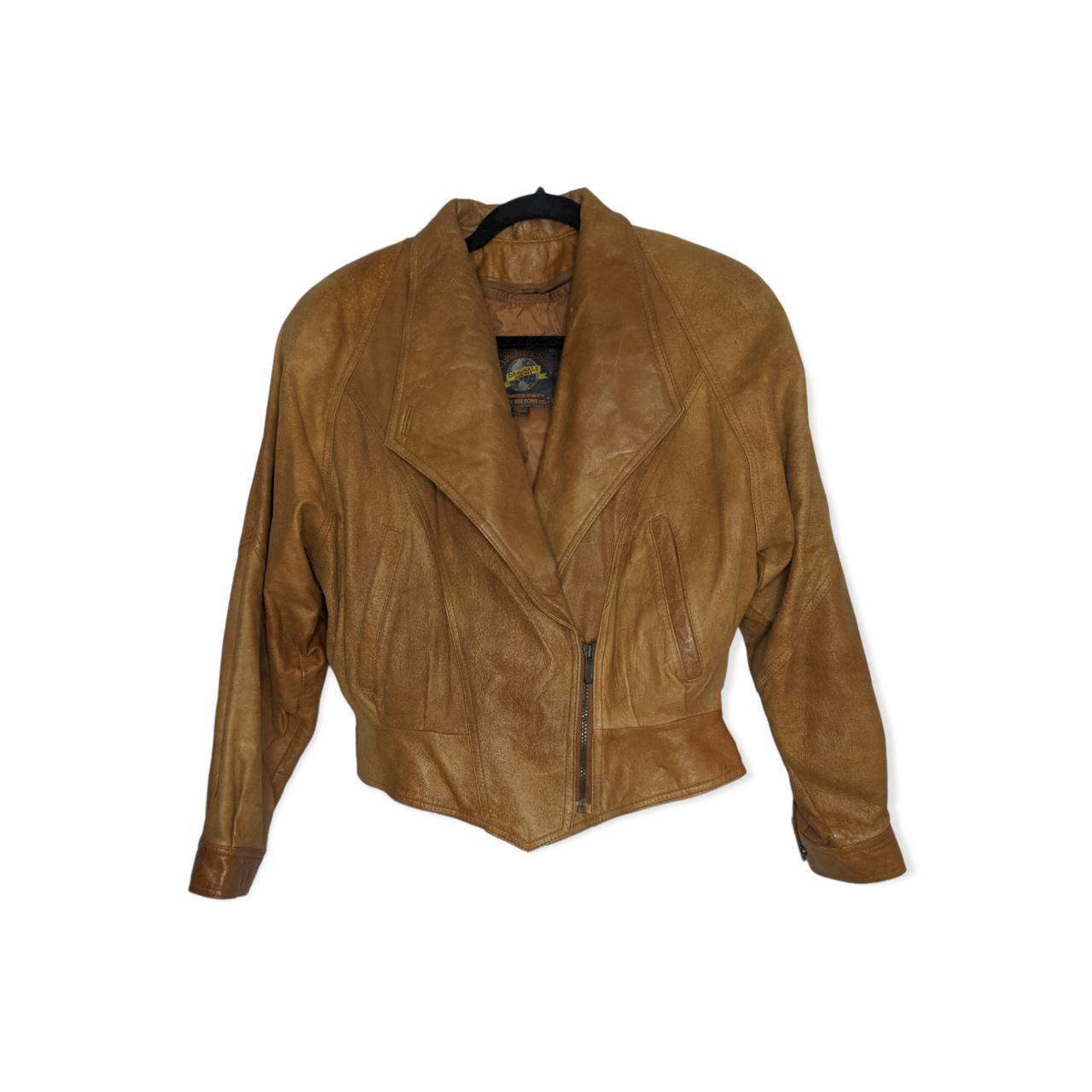 small brown leather jacket #leatherjacket #brown - Depop