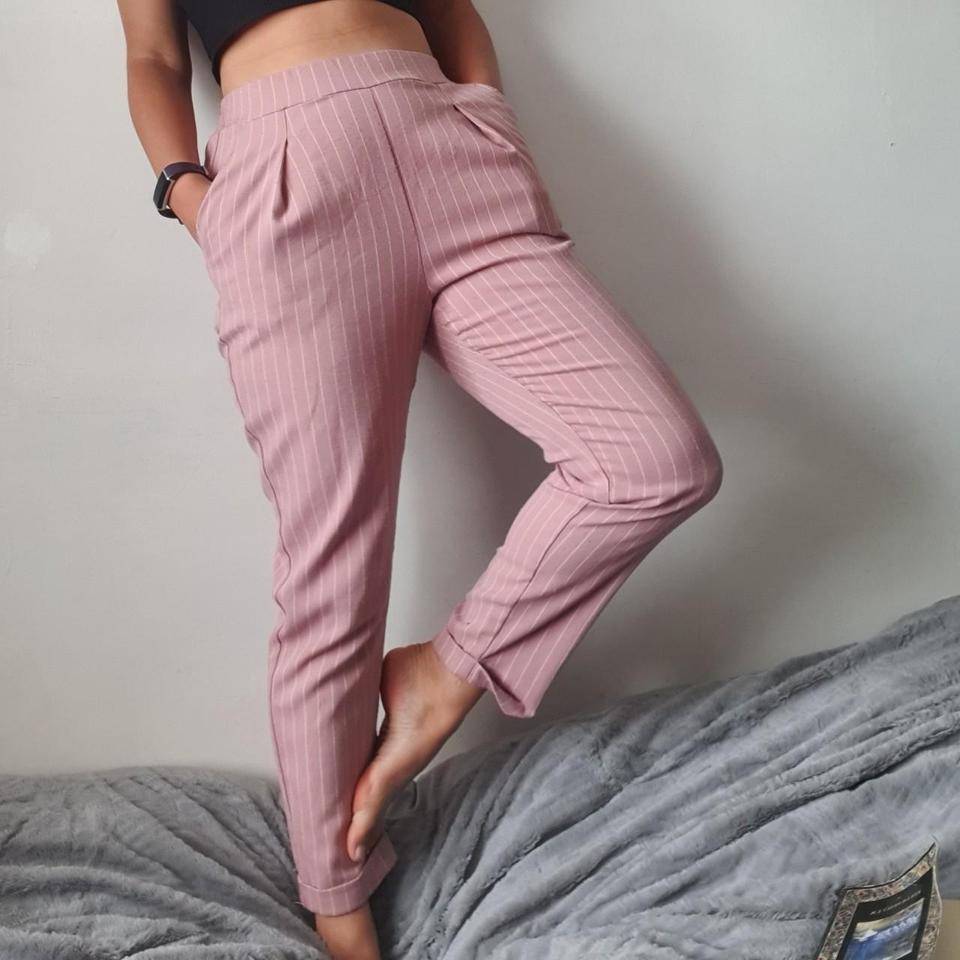 Pink Trousers Pink, pink striped trousers. Proper - Depop