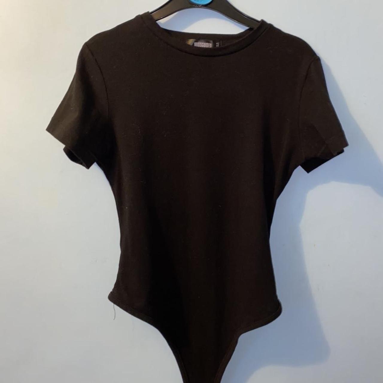 Missguided Black t-shirt Bodysuit • size 10 but... - Depop