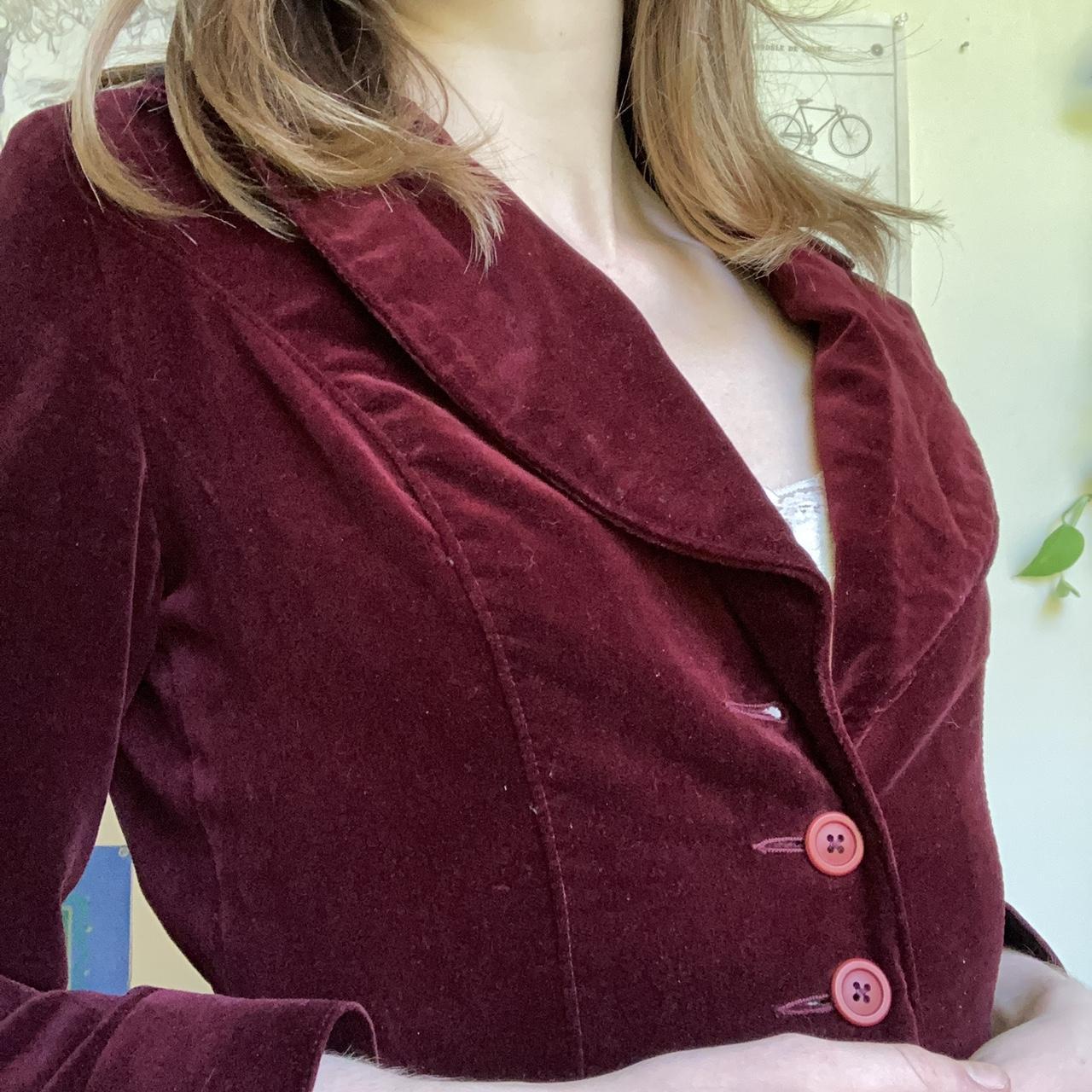 Deep red velvet blazer with a Victorian silhouette !... - Depop