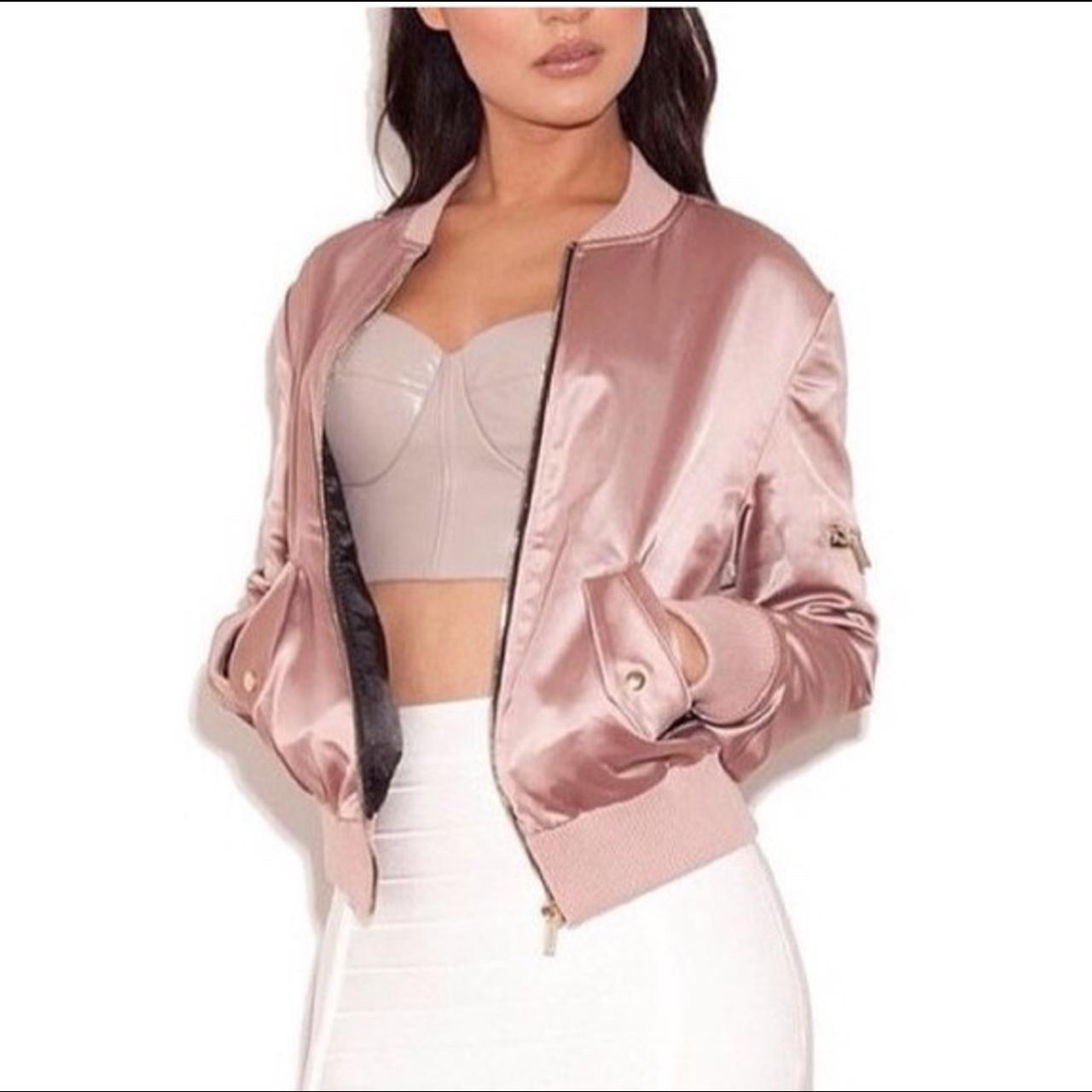 Rose gold bomber jacket sale