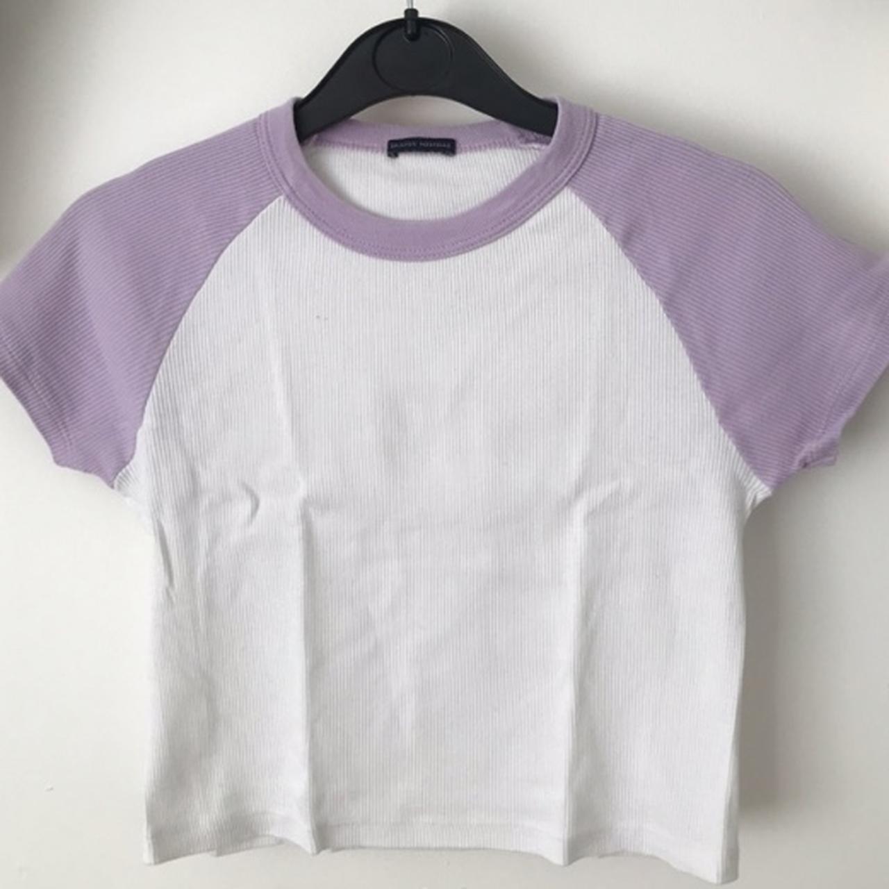 Rare Brandy Melville Bella top Ribbed lilac and... Depop