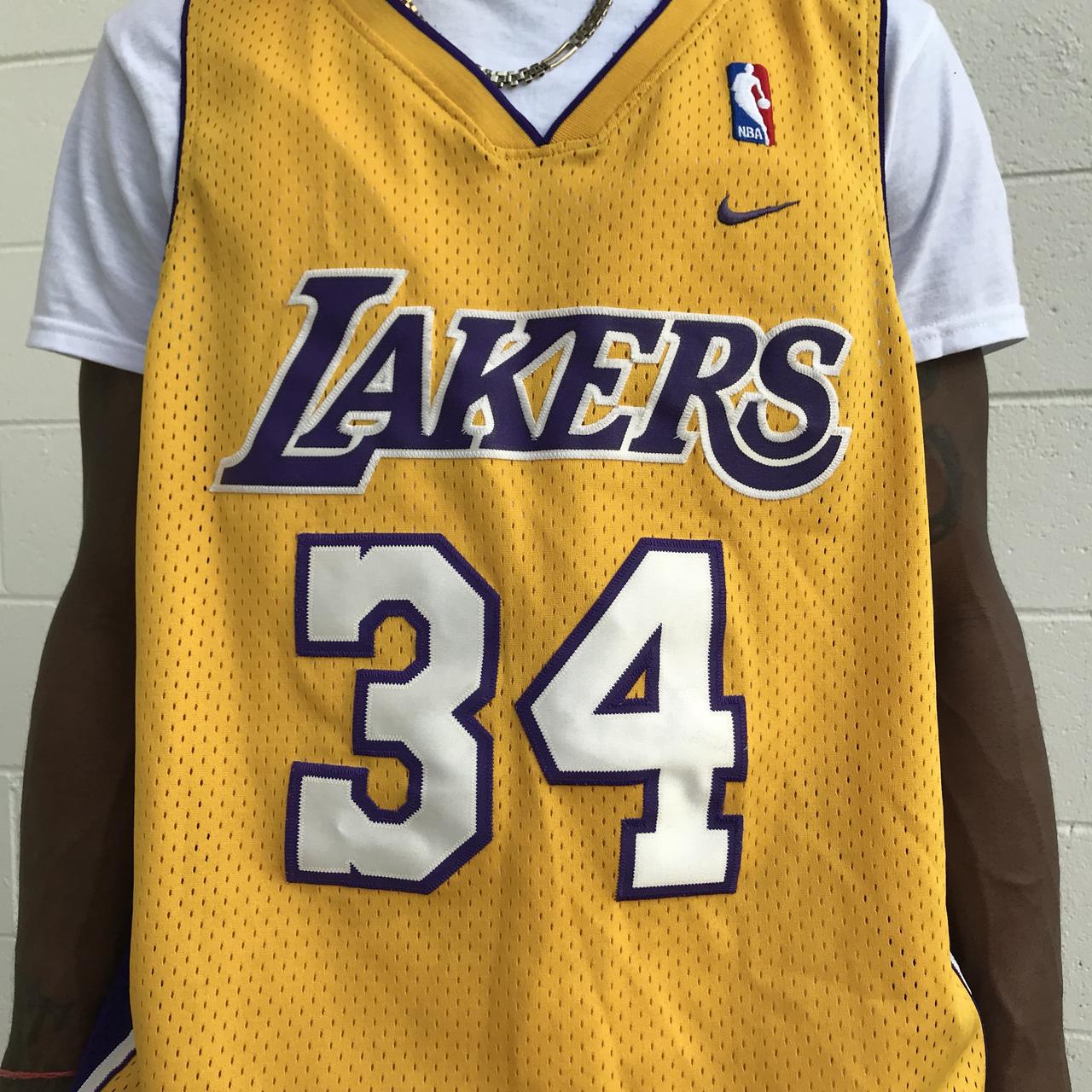 shaq lakers jersey kids xl but definitely could fit - Depop