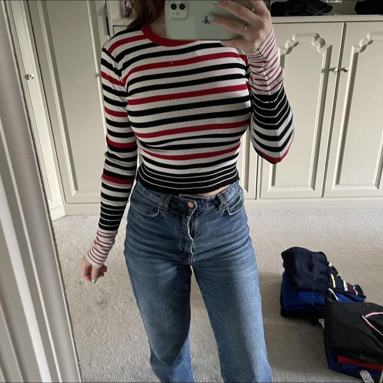 Red Stripped Zara Top - Depop