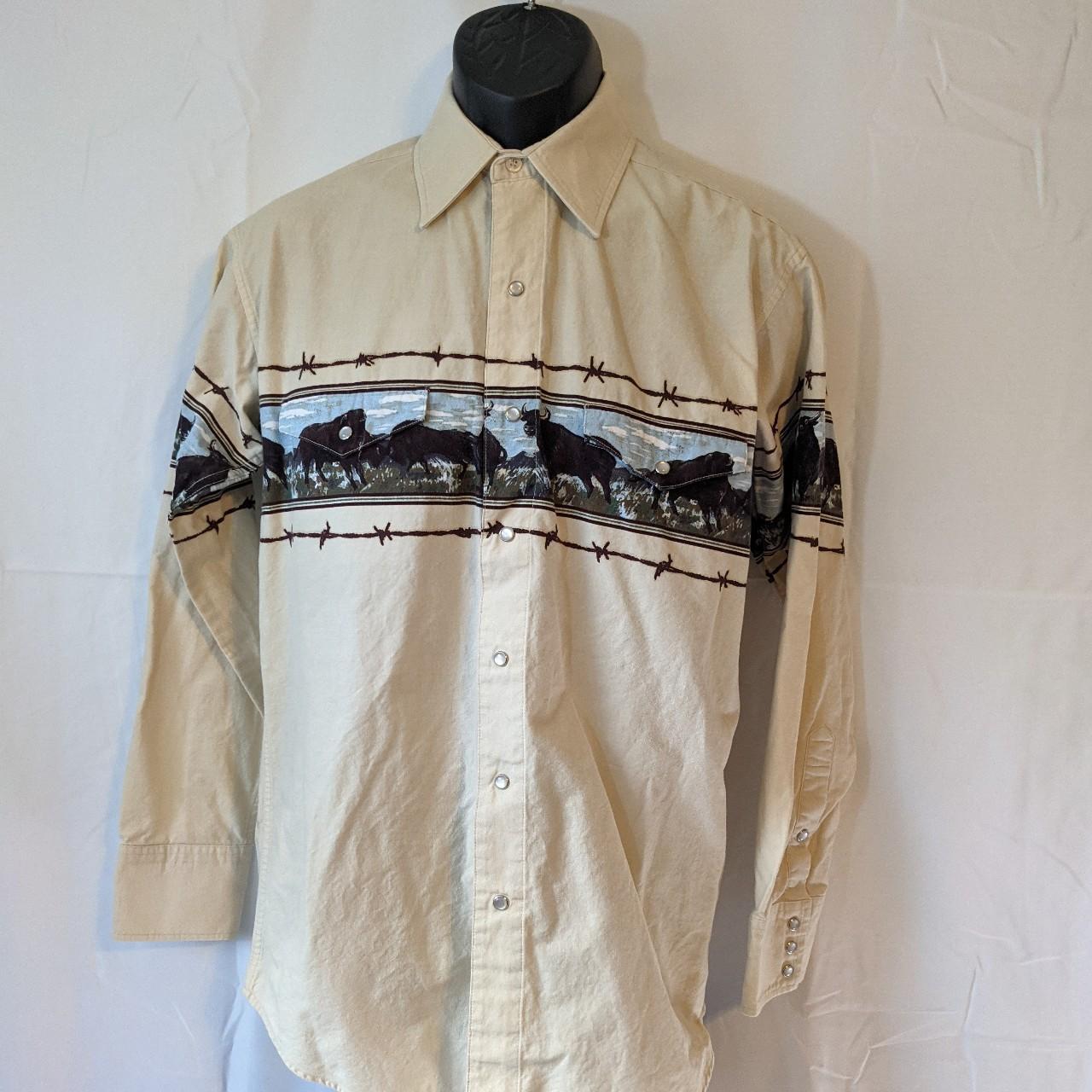 tan pearl snap shirt