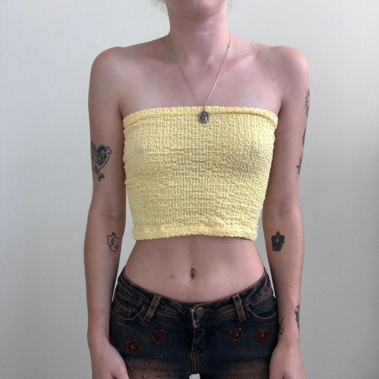 90s / y2k No Boundaries yellow tube top⭐️ one size... - Depop