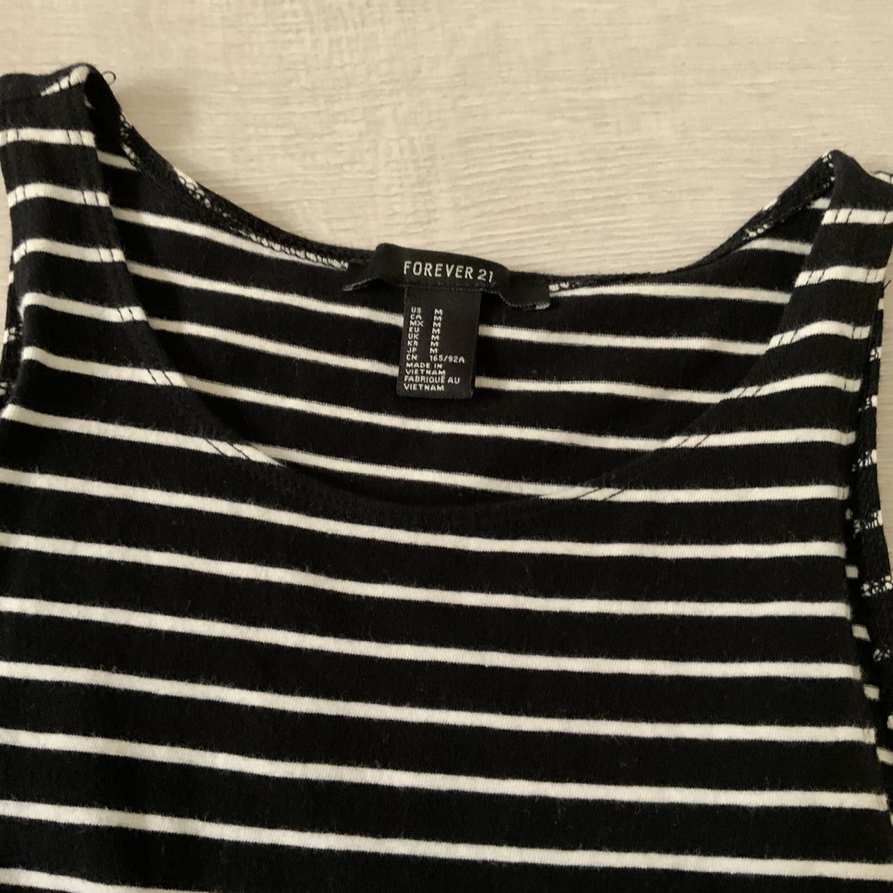 FOREVER 21 BLACK AND WHITE STRIPED SKATER DRESS, in... - Depop