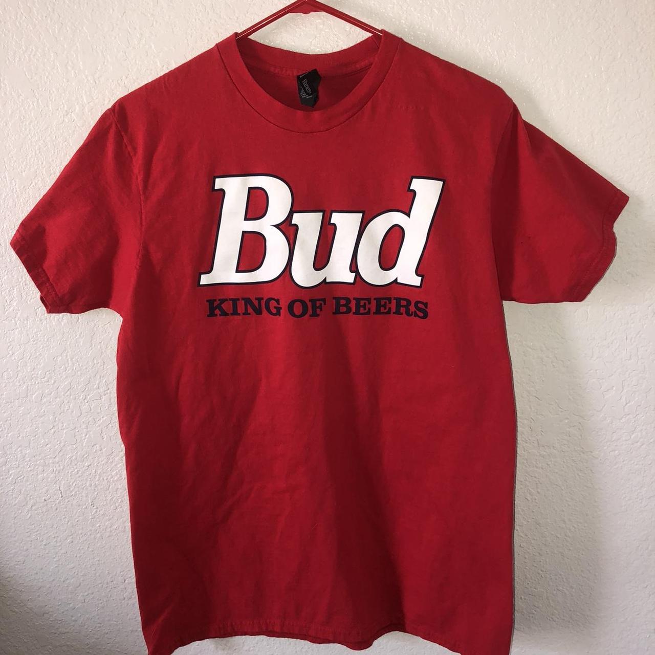 BUDWEISER King of Beers Spell Out Red T-Shirt Beer... - Depop