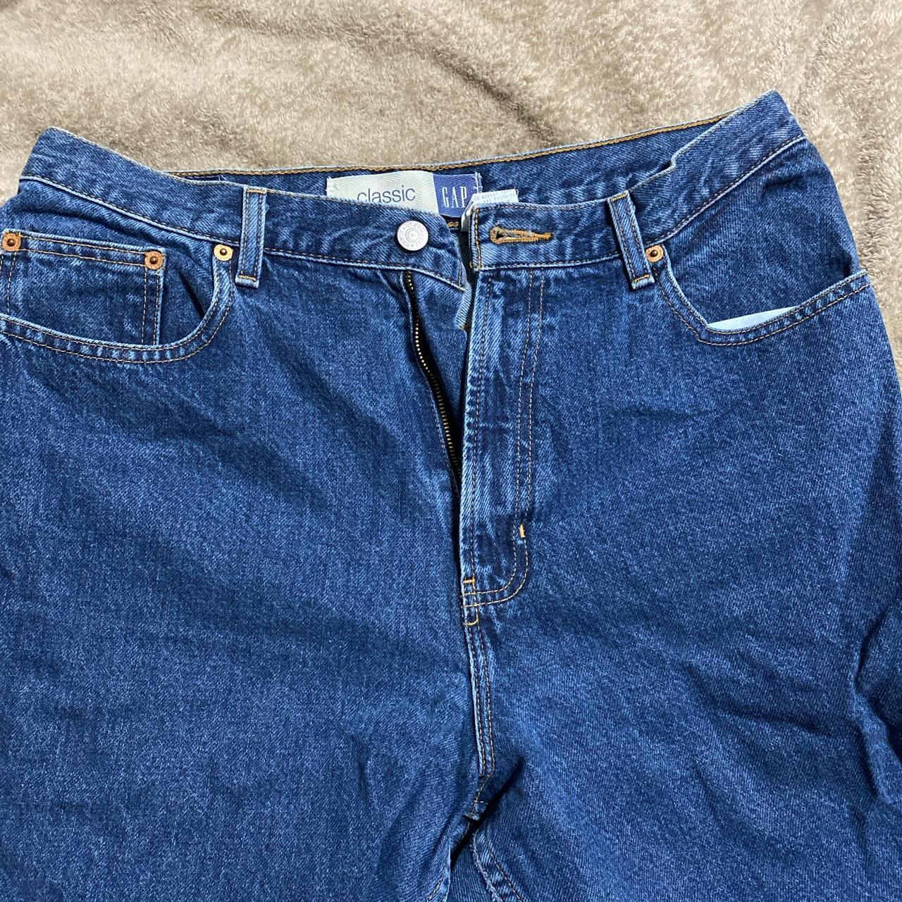 Classic Blue Gap Mom Jeans Medium wash blue; stiff... - Depop