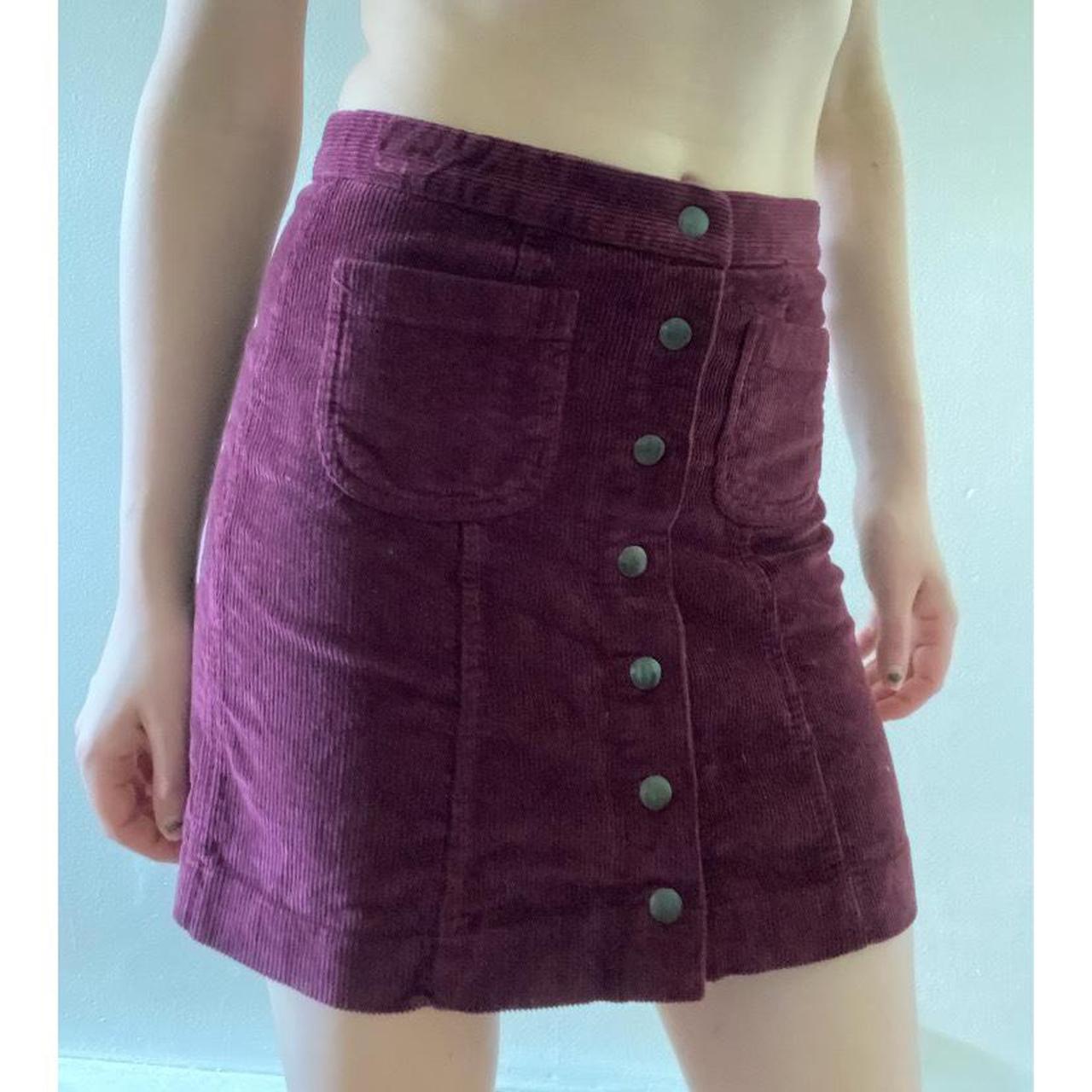 Corduroy button down mini skirt. Has cute front... - Depop