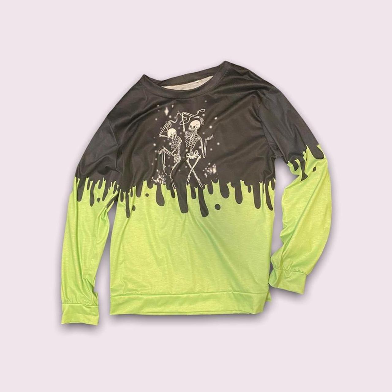 Lime green & black skeleton design sweatshirt ( more... Depop