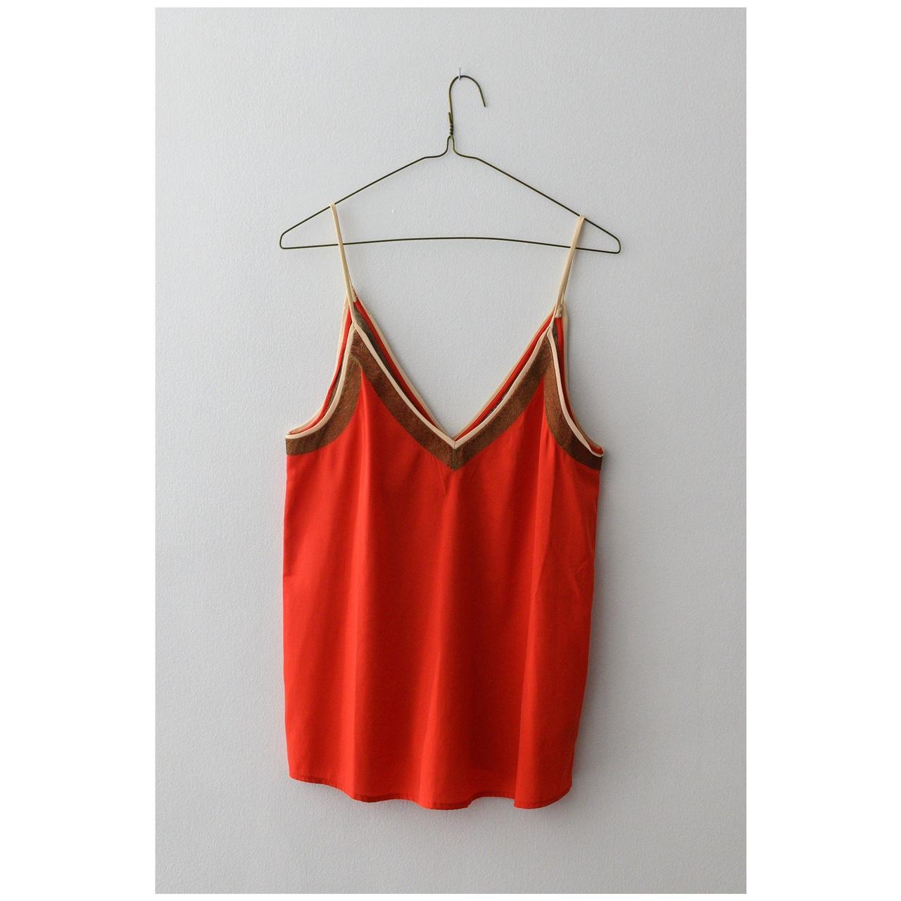 Ecoté tank. Red with beige piping and gold... - Depop
